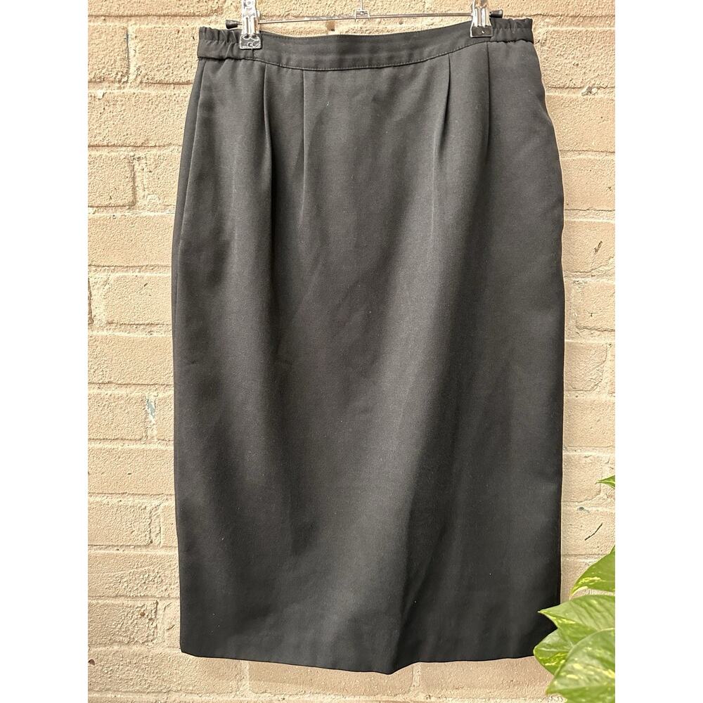 Vintage 90s Y2K Skirt Wool Blend 29” M Black Academia Secretary Pleated
